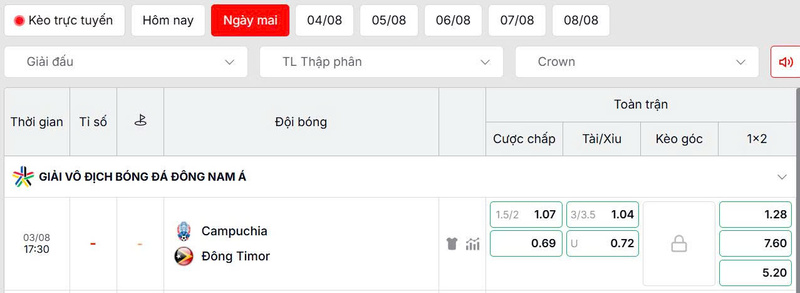 Soi kèo Campuchia vs Đông Timor qua tỷ lệ